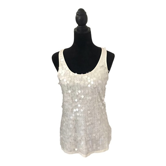 Jennifer Lopez Tops - Jennifer Lopez Beige Sequin Tank Top Size Medium